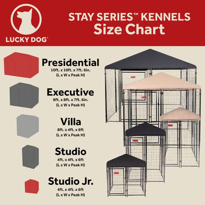 Lucky Dog STAY Series 4 x 4 x 6 Foot Roofed Steel Frame Studio Dog Kennel, Grey - 268849