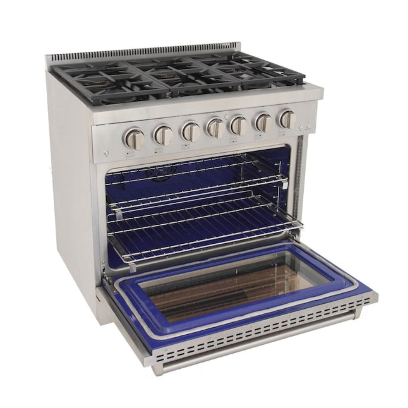 Kucht Professional 36" 5.2 cu. ft. Propane Gas Range in Stainless Steel with True Simmer Burners, KFX3600X/LP-S - KFX3600X/LP-S