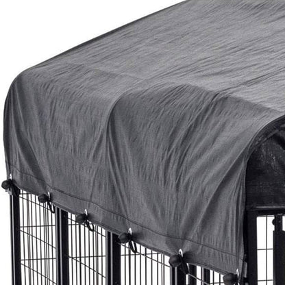 Lucky Dog Uptown Large Outdoor Covered Kennel Secure Fenced Pet Dog Crate, Black - 90333