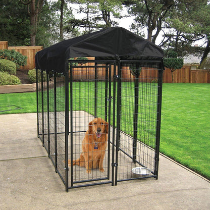 Lucky Dog Uptown Large Outdoor Covered Kennel Heavy Duty Dog Fence Pen (2 Pack) - 108451