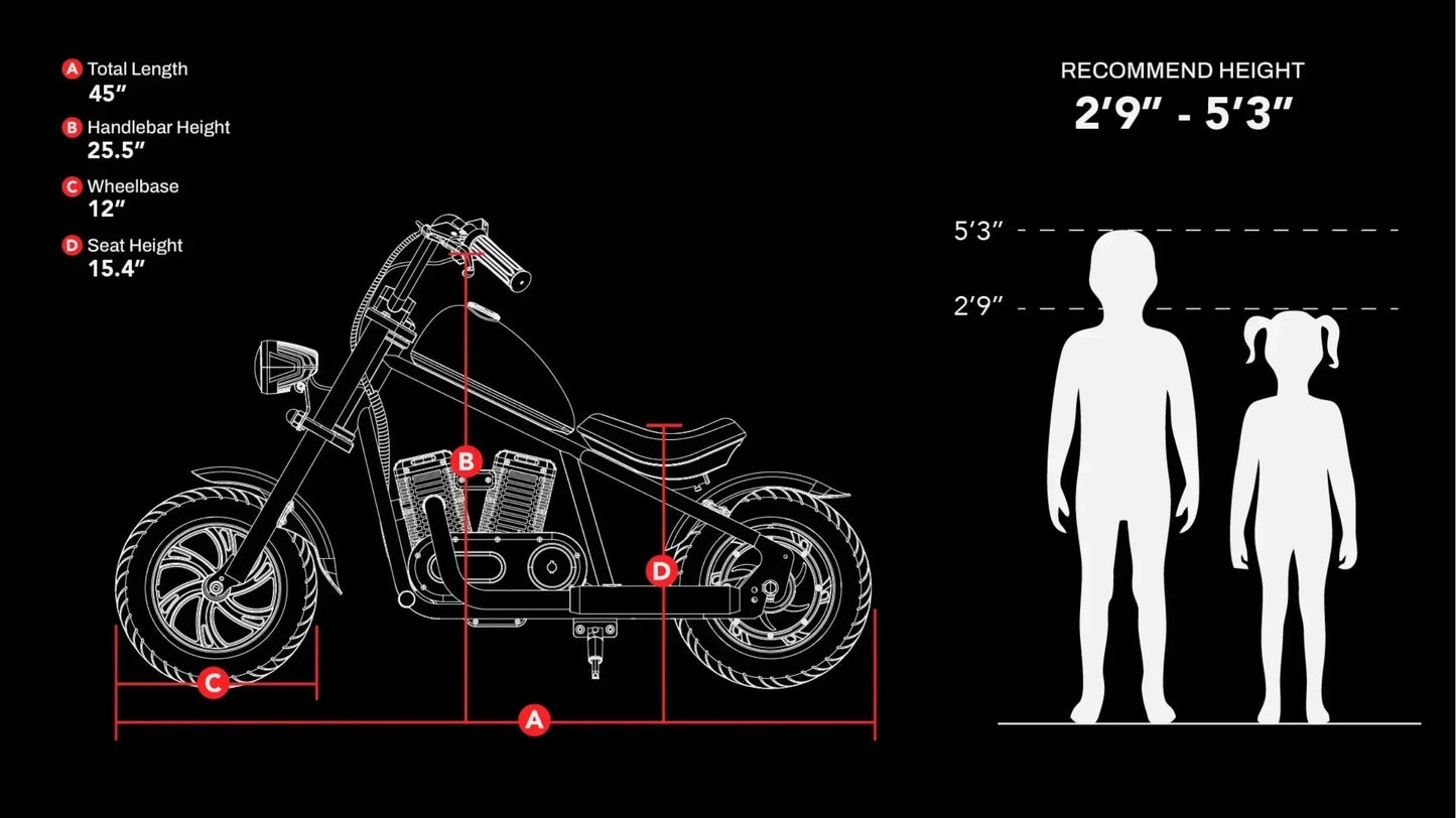 Hyper Gogo Cruiser 12 Plus Electric Motorcycle, Bluetooth - EL-MB03C-ORANGE