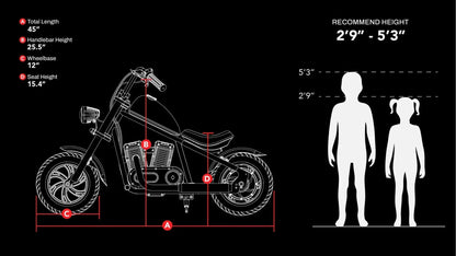Hyper Gogo Cruiser 12 Plus Electric Motorcycle, Bluetooth - EL-MB03C-ORANGE