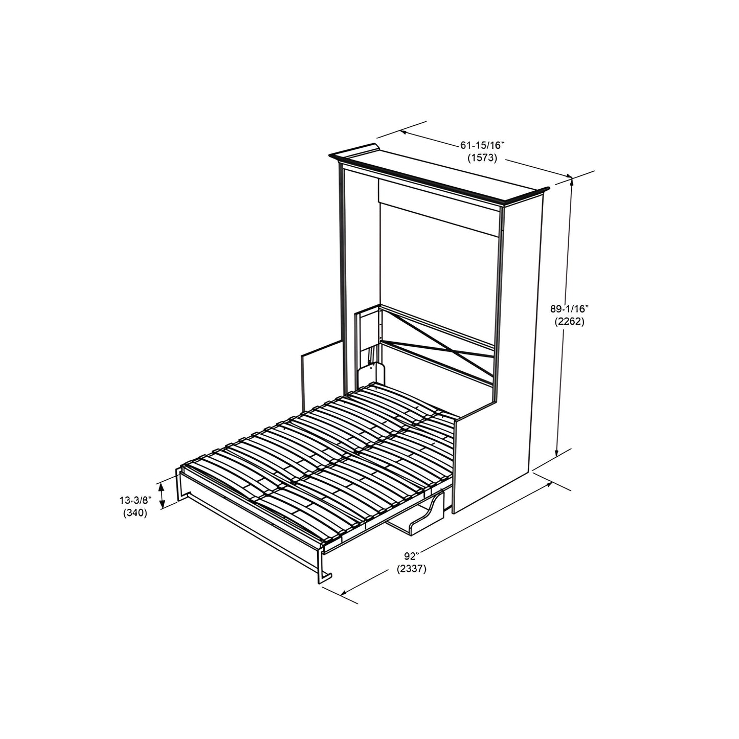 Murphy Bed With Desk & 2 Storage Cabinets, Double Size, White by Leto Muro