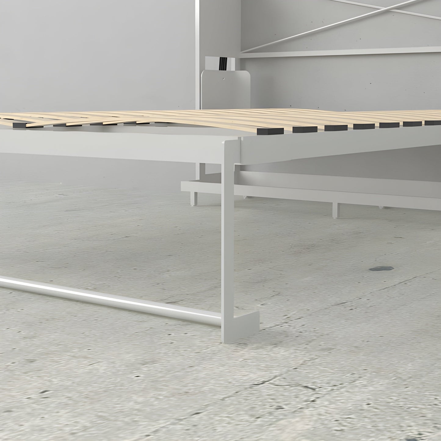Murphy Bed With Desk, Double Size, White by Leto Muro